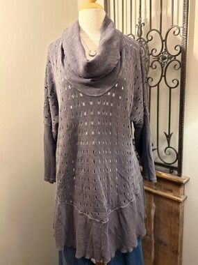 Women's Gray Cowl Neck Pullover Sweater